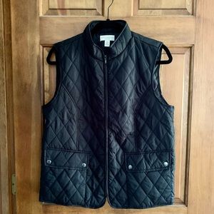Never worn! Black quilted zip-up vest
